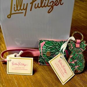 Lilly Pulitzer Pink and Green Luggage Tag Set